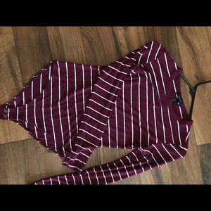 Maroon Striped Body Suit